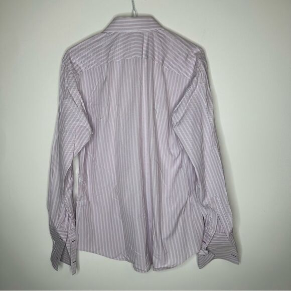 Paul Smith London Gray/White/Burgundy Stitch LS Dress Shirt in Size 42 (16.5) - Picture 6 of 9
